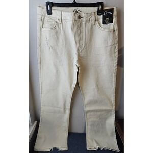 Art Class 16 Plus‎ Baggy High Rise Straight Leg Jeans Quiet Cream Distressed Hem